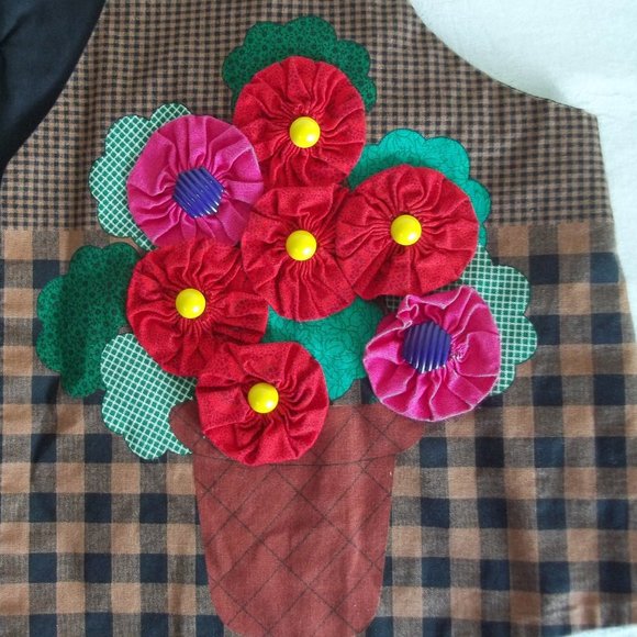 Vintage CRAFTCORE Kitsch Ditsy Floral Cat Scrunchie Flower Check Waistcoat Vest - Picture 4 of 7